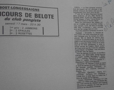 Mars 1990 : Premier concours de belote